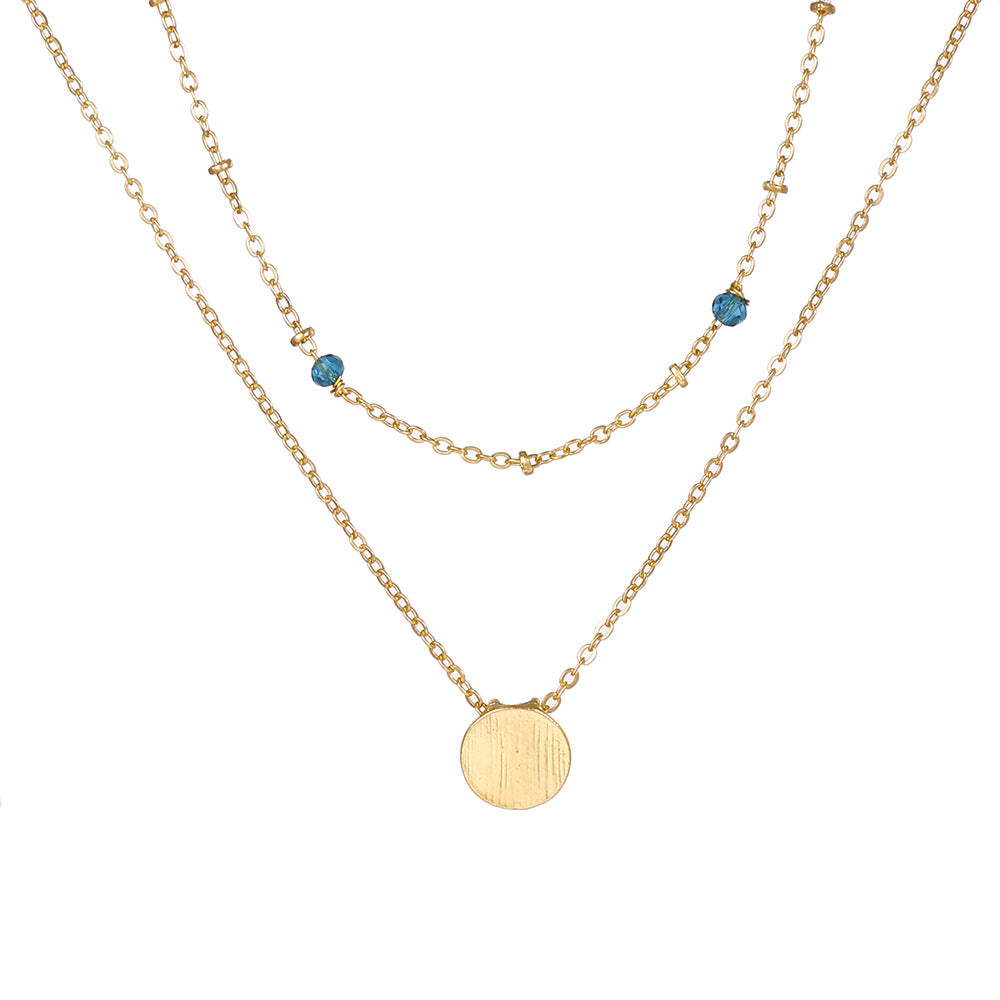 Bohemian Sweet Geometric Brass Plated Necklace with Alloy Pendant for Women