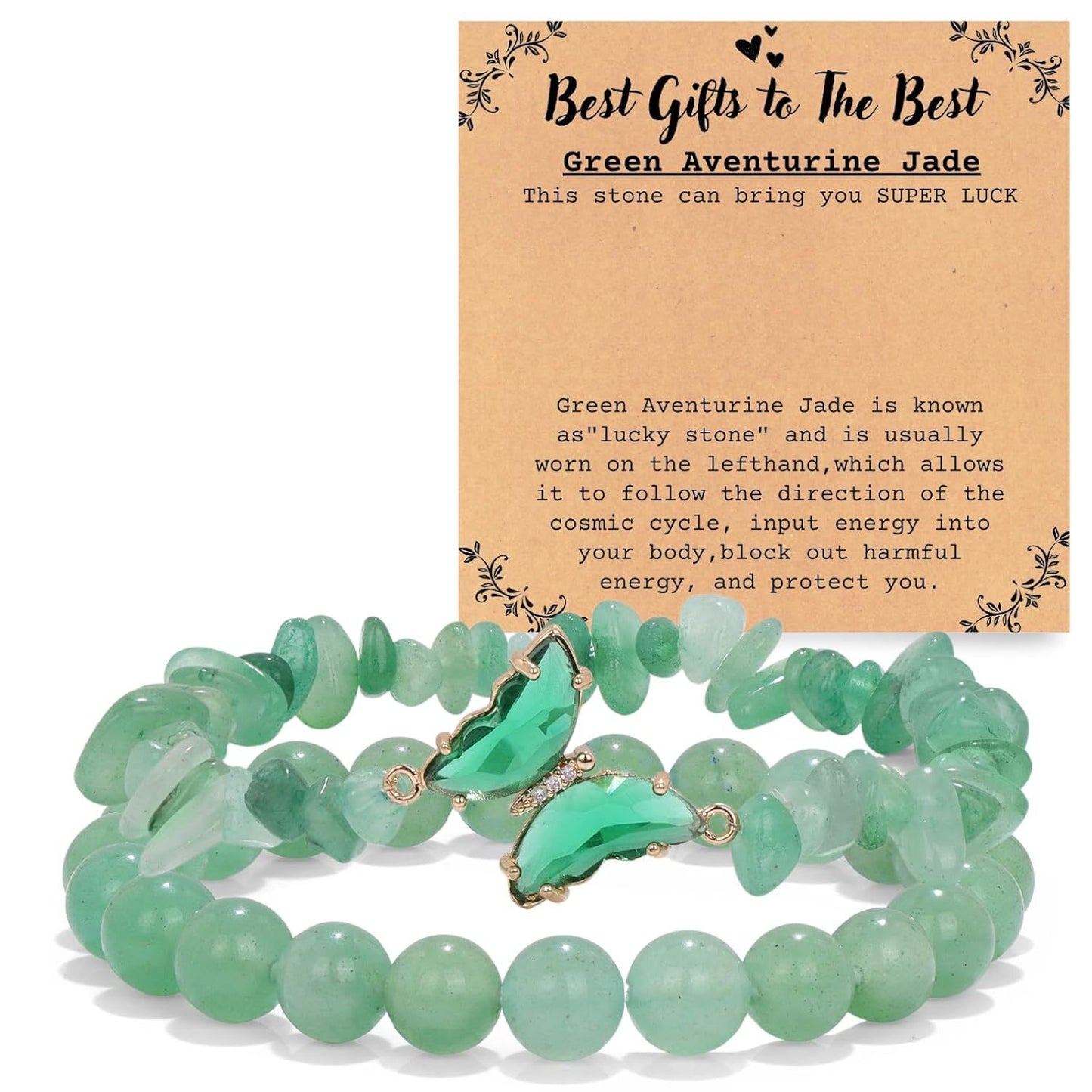 Minimalist Butterfly Crystal Beaded Bracelet Charm Bar Set
