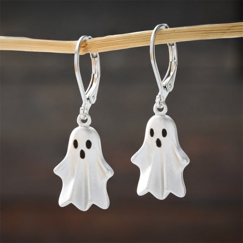 Collar con colgante de fantasma bonito con temática de Halloween para mujer, cadena de aleación con acabado chapado