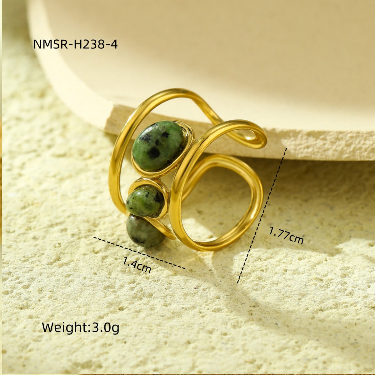 Anello Minimalista da Donna in Acciaio al Titanio con Intarsi Turchesi e Finitura Placcata