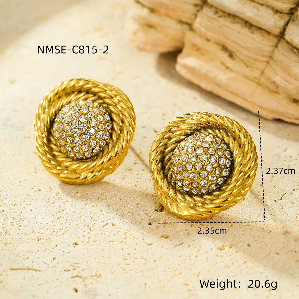 Pendientes de Aro de Acero Inoxidable Vintage con Incrustaciones de Circones para Mujer, Diseño Circular Pulido con Acabado Chapado Premium