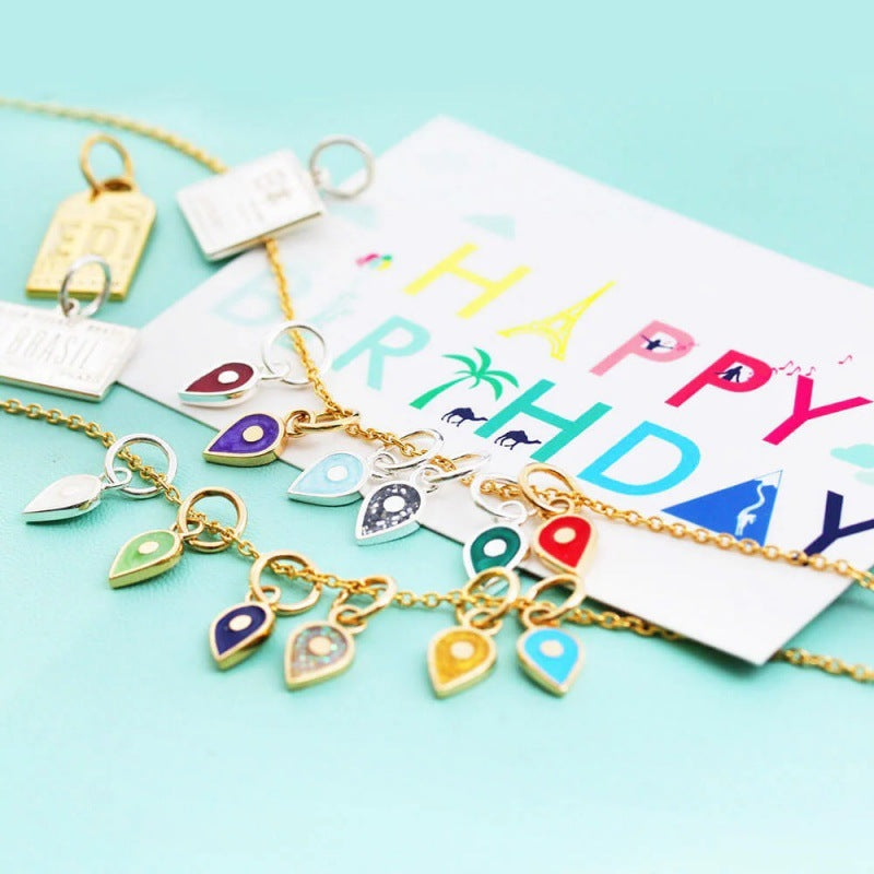 Elegant Plated Stainless Steel Teardrop Charm Bar