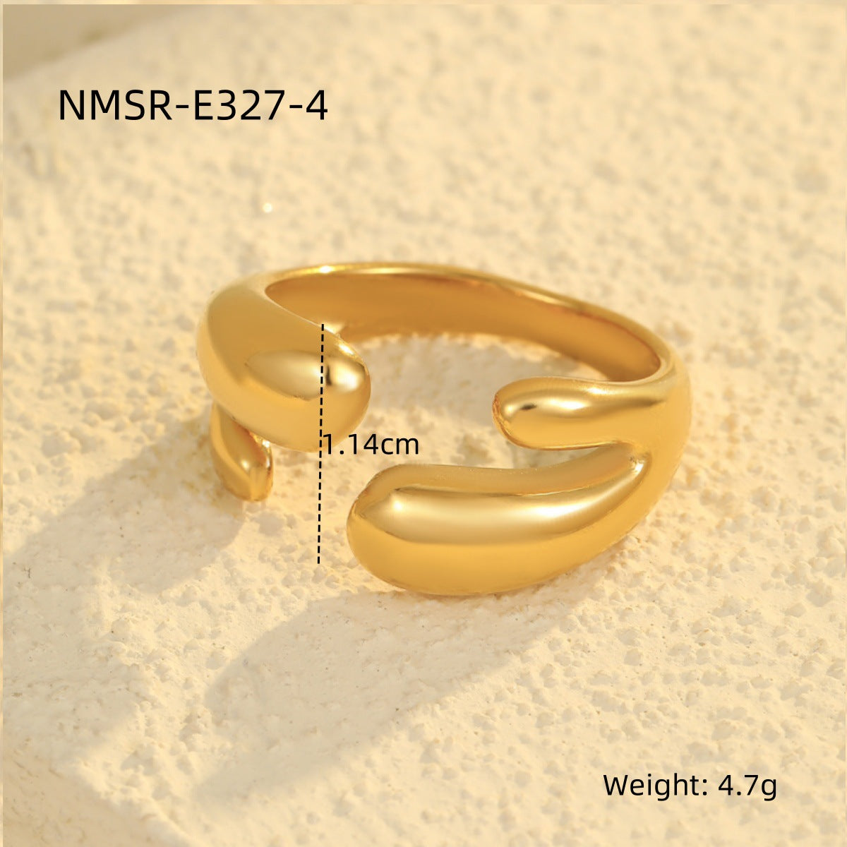 Anello Minimalista Geometrico da Donna in Acciaio Inossidabile con Finitura Galvanica, Design a Fascia Aperta Regolabile