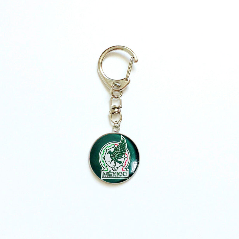 Sporty Round Stainless Steel Keychain National Football Team Souvenir Gift