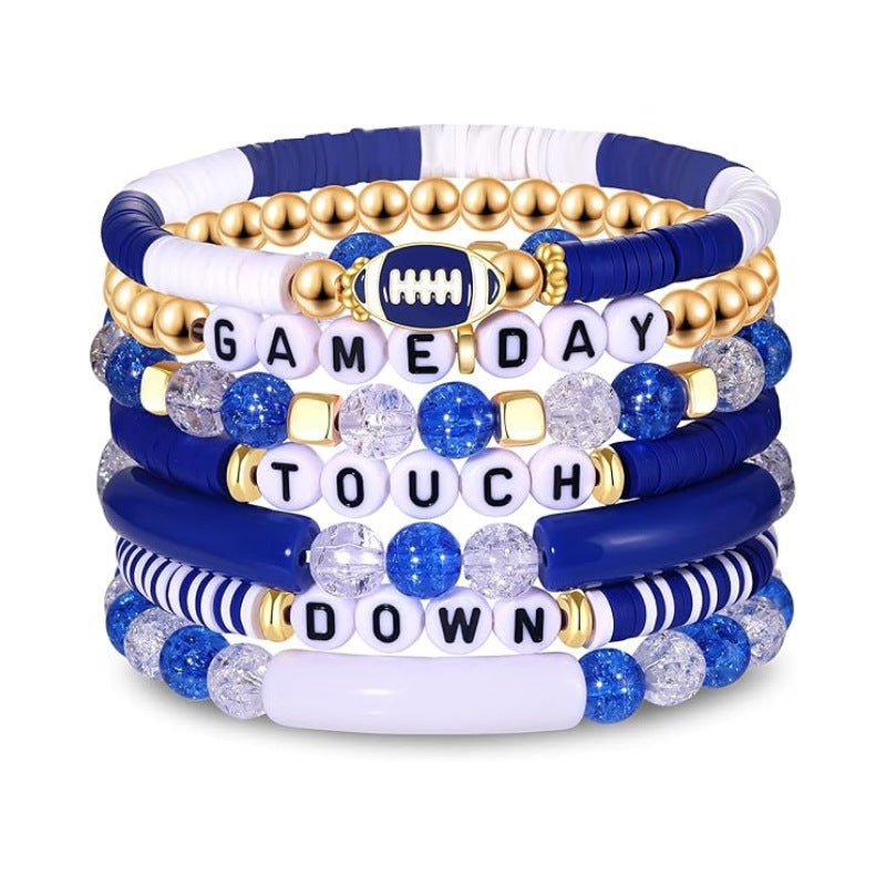 Sporty Casual Letter Number Resin Beaded Stretch Stackable Bracelet Unisex