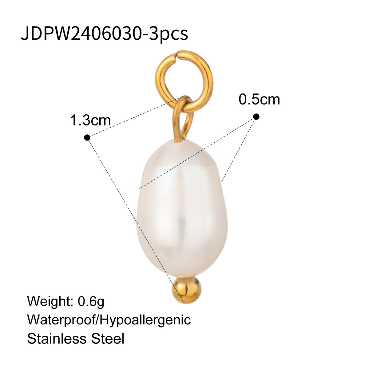 Charm a barra con perle minimalista in acciaio inossidabile per accessori fai-da-te di gioielli da donna