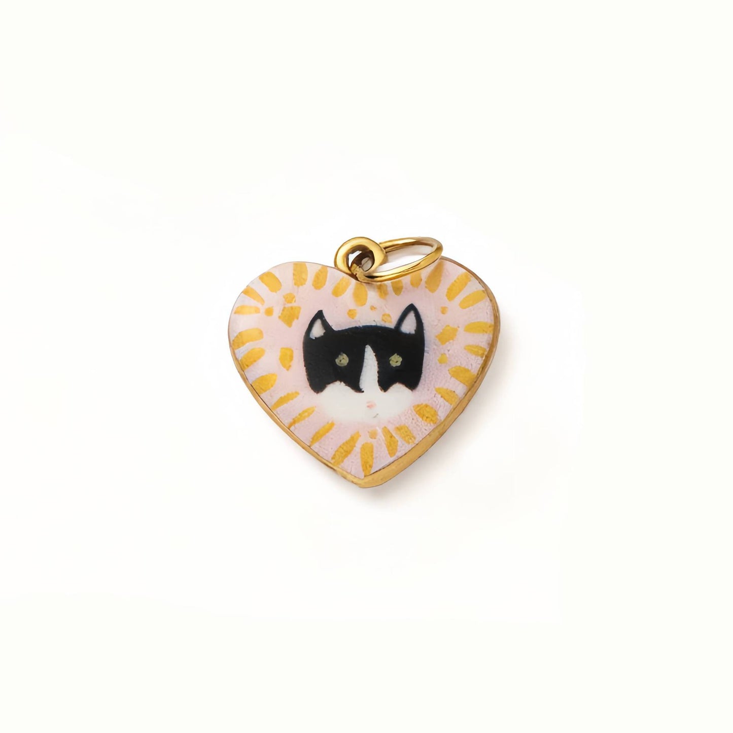 Minimalist Vintage Heart Shape 18K Gold Plated Drip Oil Brass Pendant Stainless Steel Charm Bar