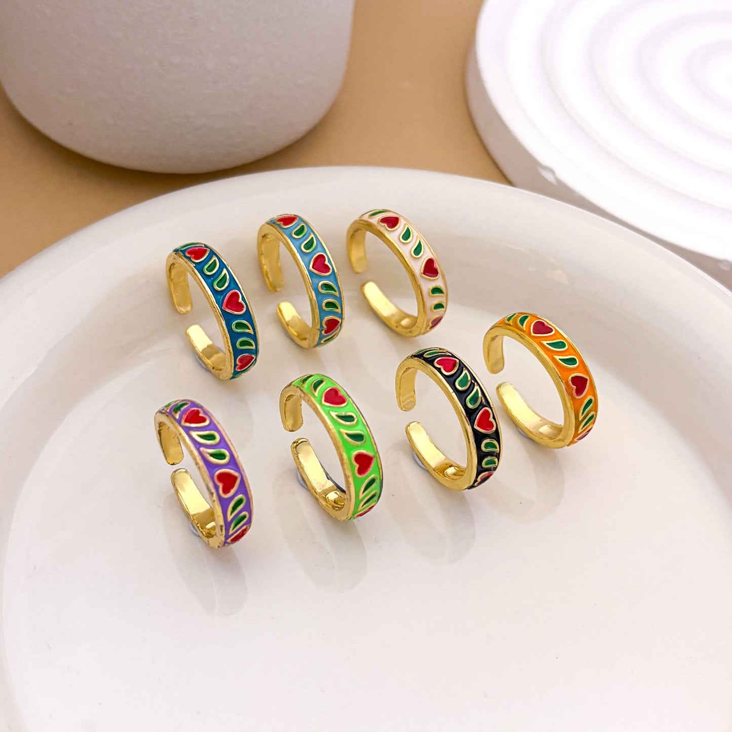 Anello aperto a cuore placcato oro dolce per le donne