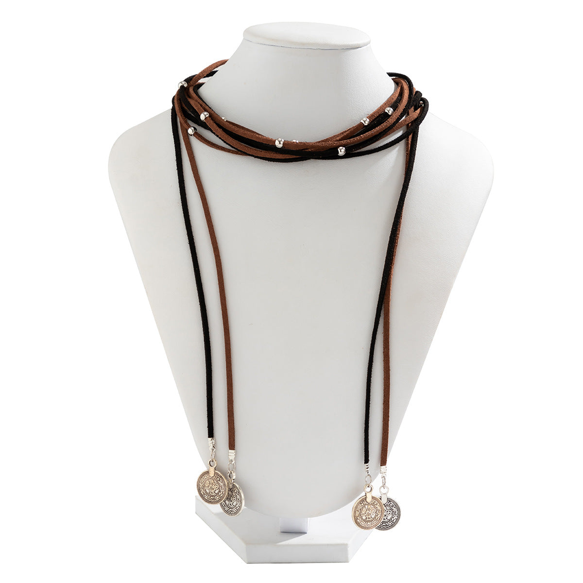 Exaggerated Personalized Round Geometric Alloy Pendant Velvet Choker Necklace for Women