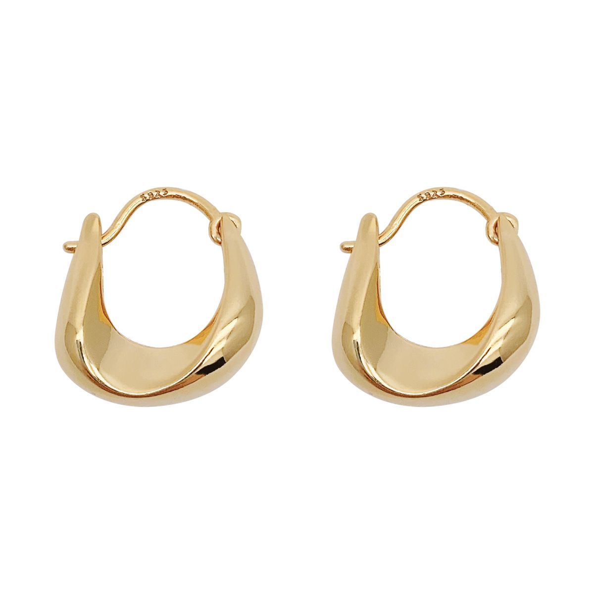 Minimalist Sweet Geometric Round Plated Brass Hoop Earrings for Women
