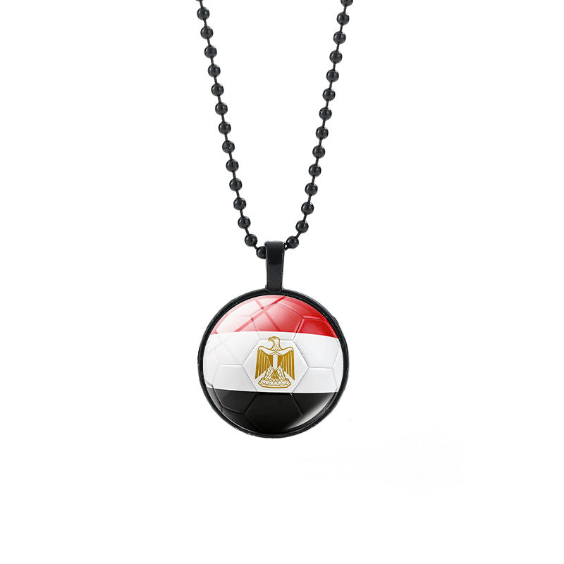 Collana Unisex Casual con Pendente Rotondo Geometrico di Cristallo e Catena a Sfera Placcata in Lega