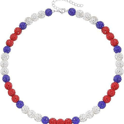 Sporty Geometric Round Resin Disco Ball Necklace with Rhinestone Inlay Unisex Cable Chain