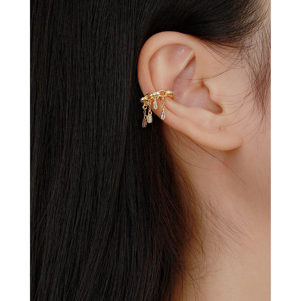 Orecchini a Clip in Argento Sterling S925, Geometrici, Dolci e Audaci, con Nappa, da Donna