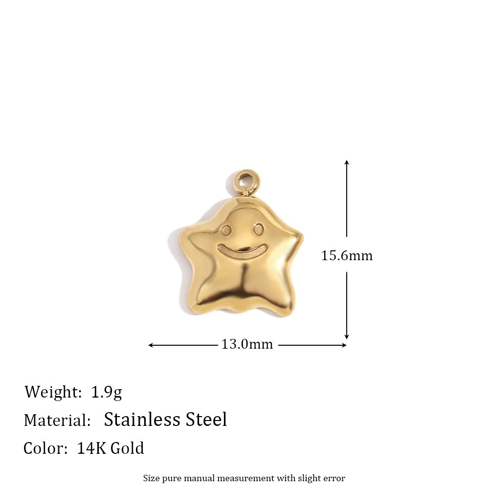 Minimalist Geometric Pendant with 14K Gold Plated Stainless Steel Round Heart Shape and Greek Key Pattern for DIY Jewelry Making