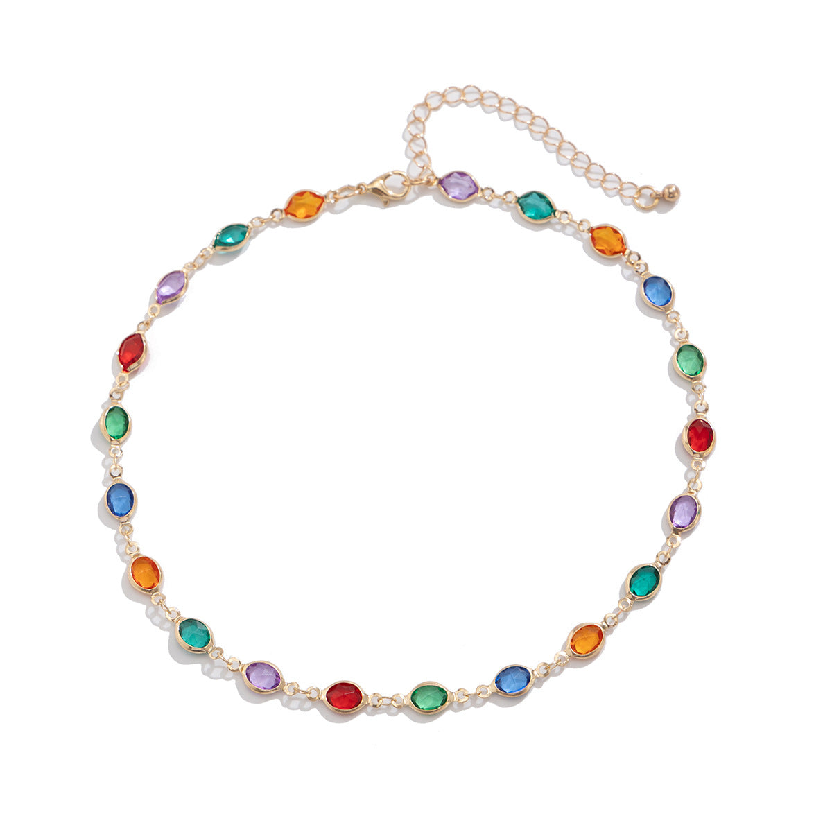 Elegant Geometric Crystal Plated Necklace with Tassel for Women