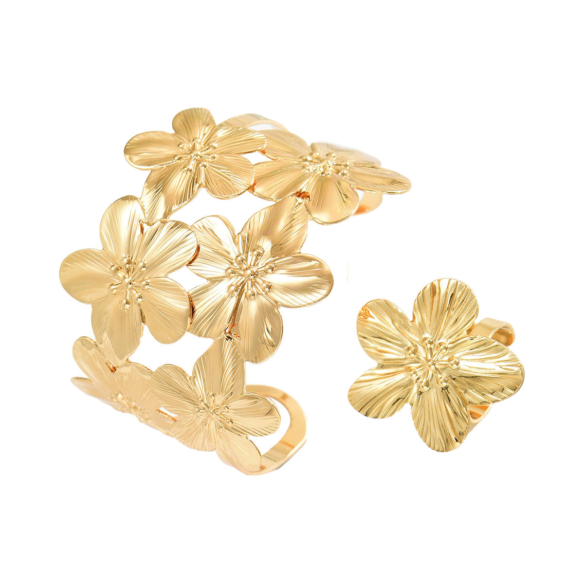 Anillo Abierto Minimalista Floral de Aleación con Diseño de Pétalos para Mujer Elegante Joyería de Mano
