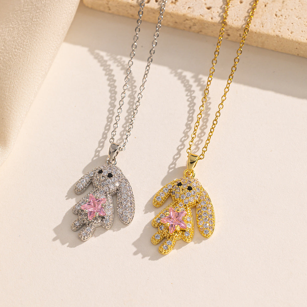 Minimalist Heart-Shaped Titanium Steel Pendant Necklace with Rhinestone Inlay for Women