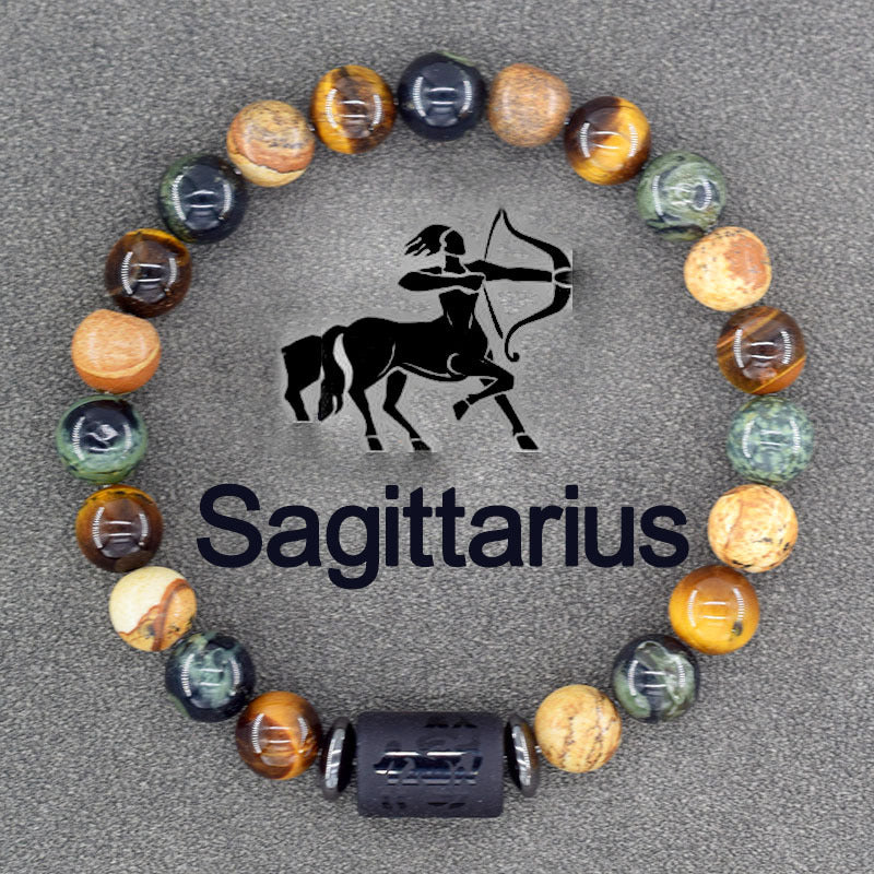 Classic Unisex Natural Stone Zodiac Beaded Bracelet