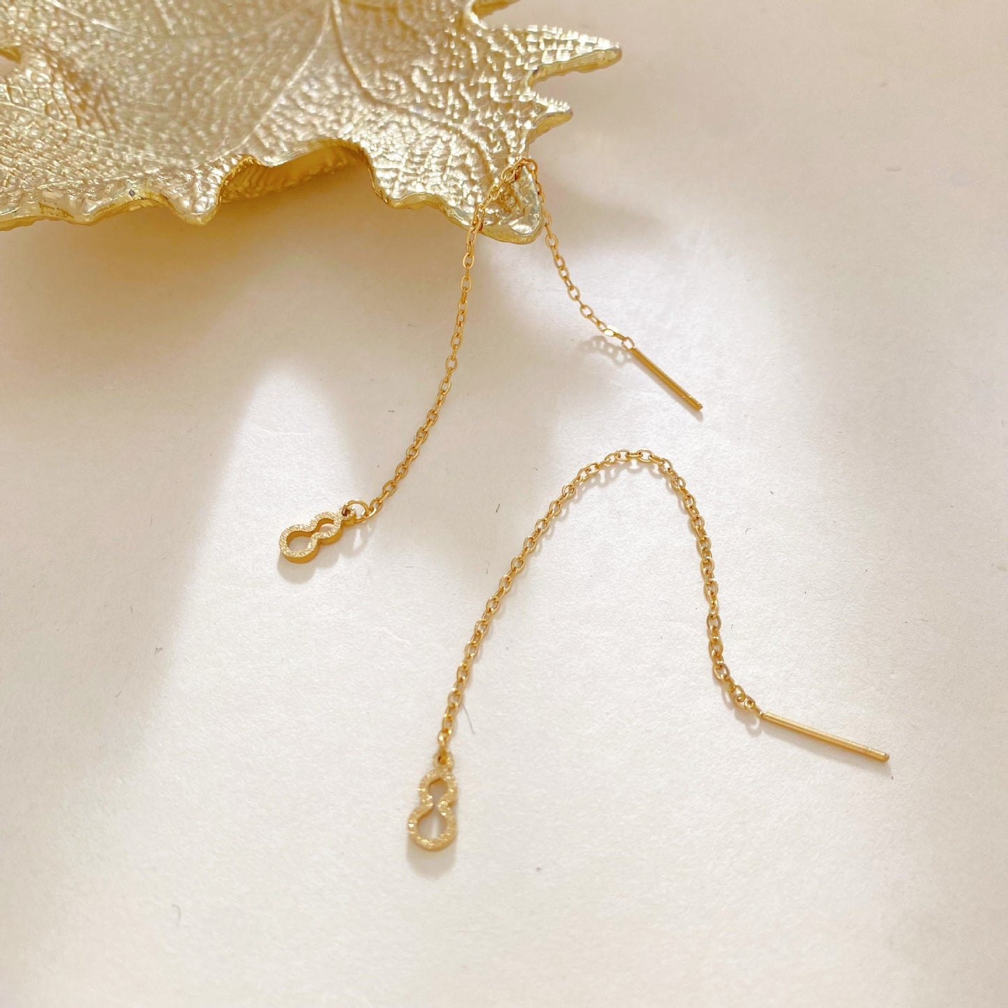 Vintage Minimalist Matte Hollow Gourd Plant Drop Earrings Titanium Steel