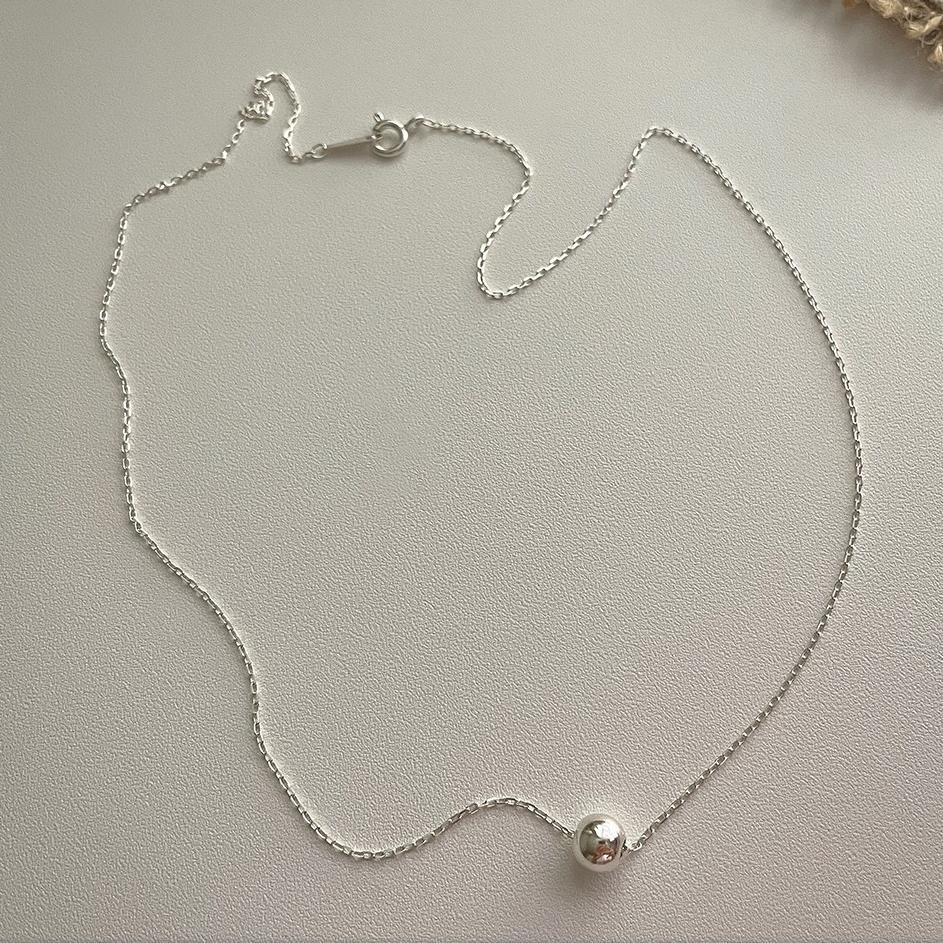 Minimalist Round Bead Pendant Necklace in 925 Sterling Silver with Polished Finish