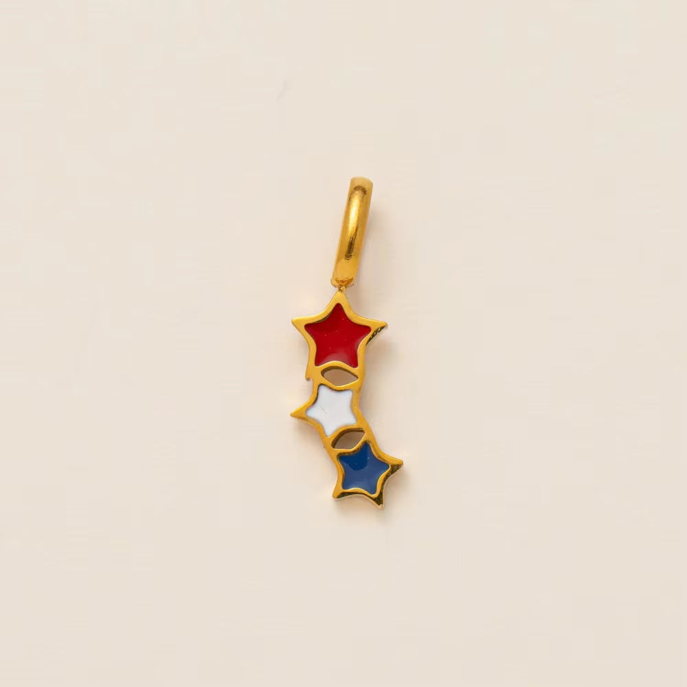 Vintage 18K Gold Plated Stainless Steel Star Sun Charm Bar for Women