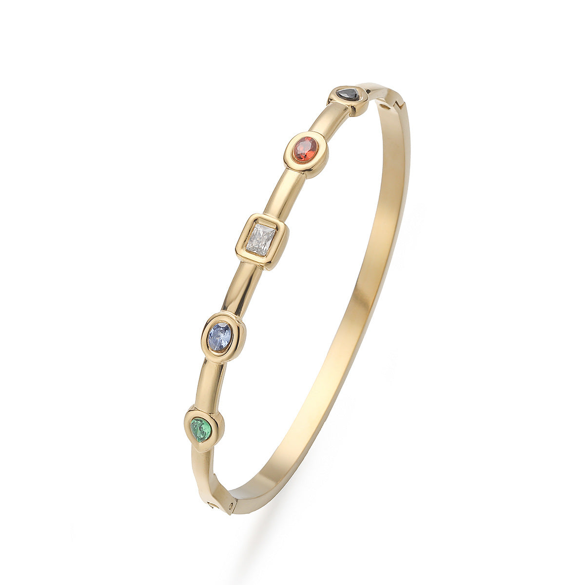 Vintage 18K Gold Plated Cubic Zirconia Stainless Steel Bracelet for Women
