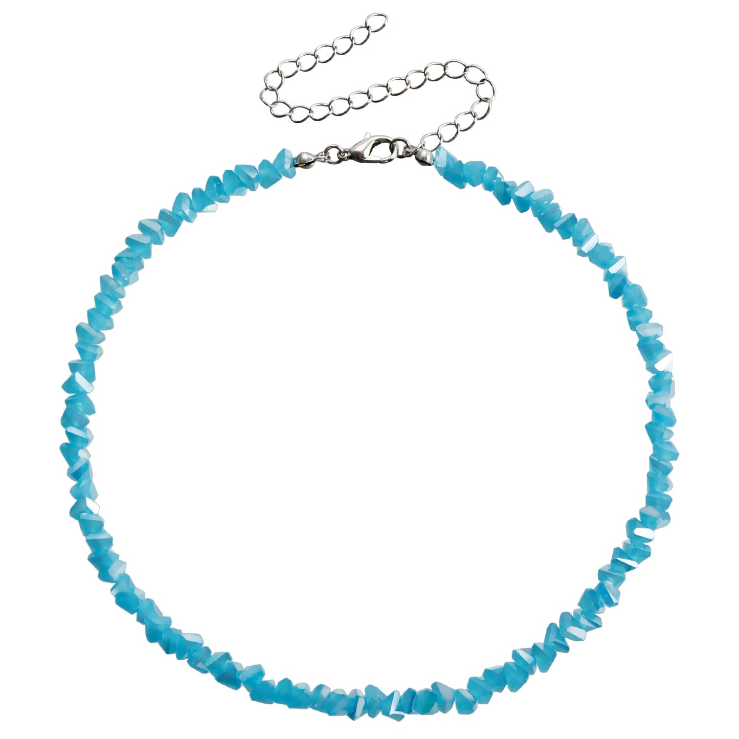 Collar de cuentas de cristal negro estilo geométrico para mujer con acabado chapado y diseño de cadena para clavícula