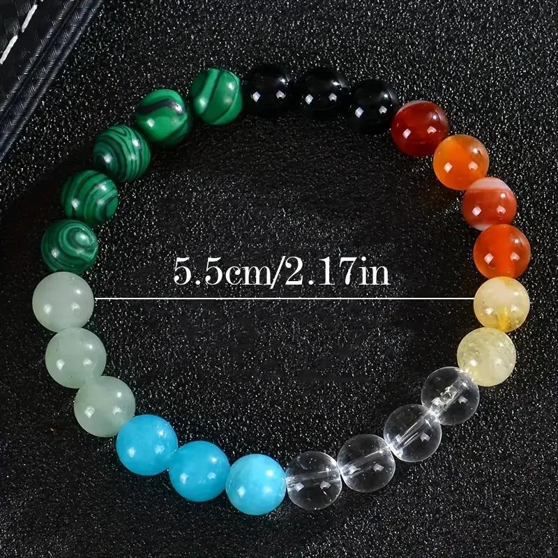 Geometric Natural Obsidian Tiger Eye Green Aventurine Agate Bracelet Unisex 8mm Elastic Cord Handmade
