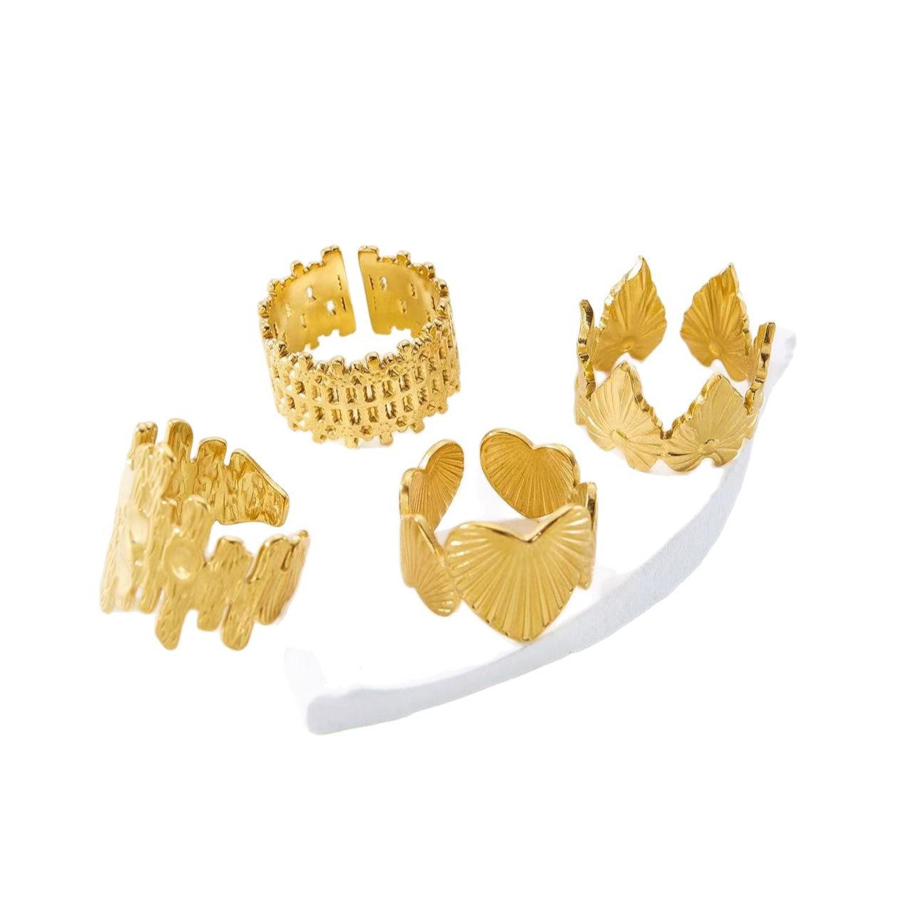 Elegant Gold Plated Stainless Steel Butterfly Star Geometric Ring