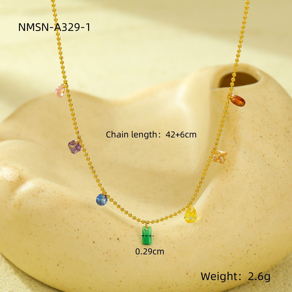 Collar minimalista de titanio y acero para mujer con acento de piedra natural, acabado galvanizado, longitud ajustable