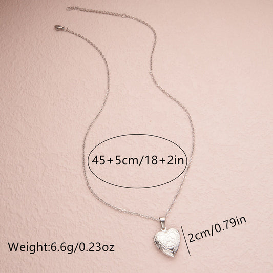 Fairy Tale Style Heart-Shaped Opening Photo Locket Necklace in Stainless Steel with Gold and Silver Plating