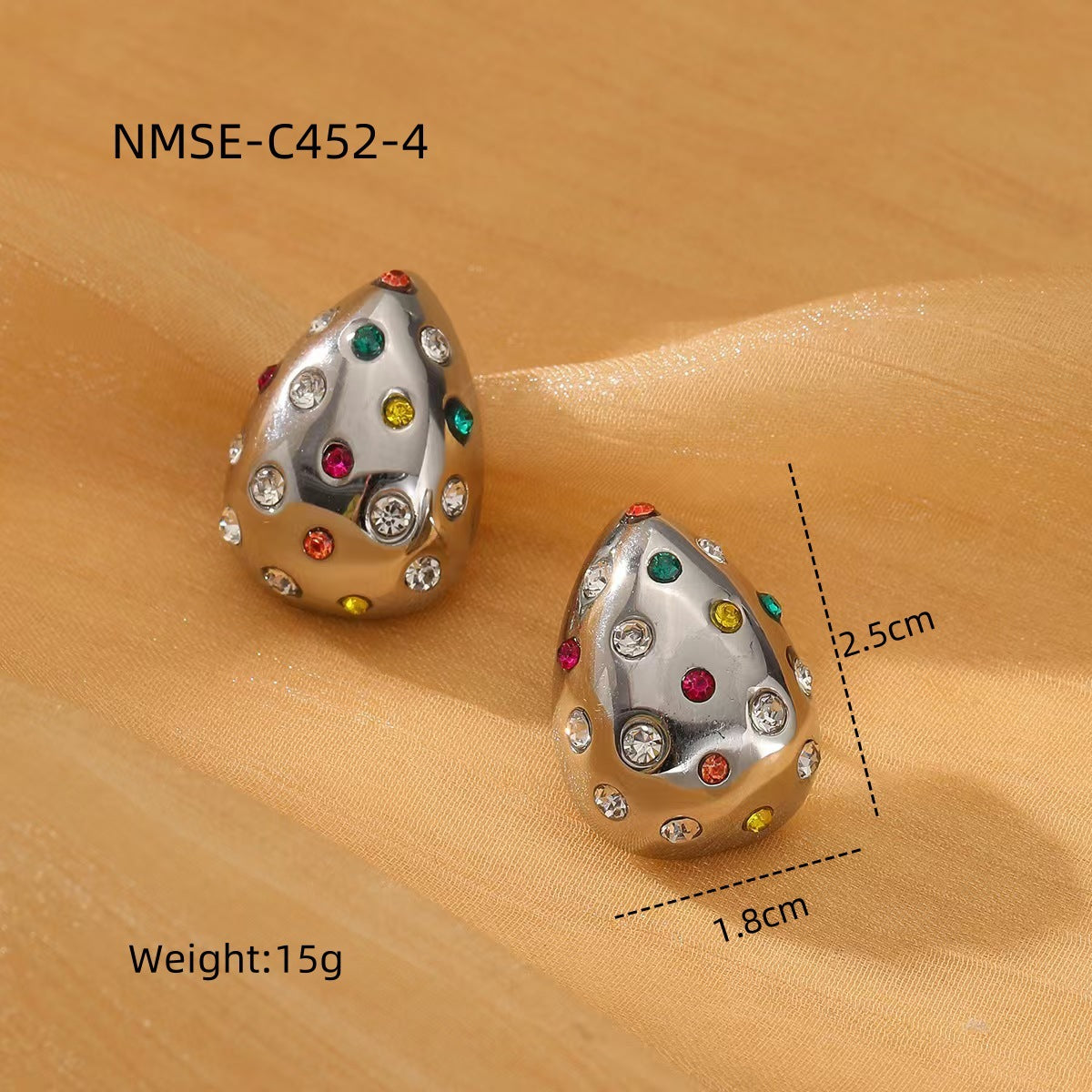 Pendientes de acero inoxidable con forma de gota de agua, incrustaciones de circonio y chapado en oro para mujer