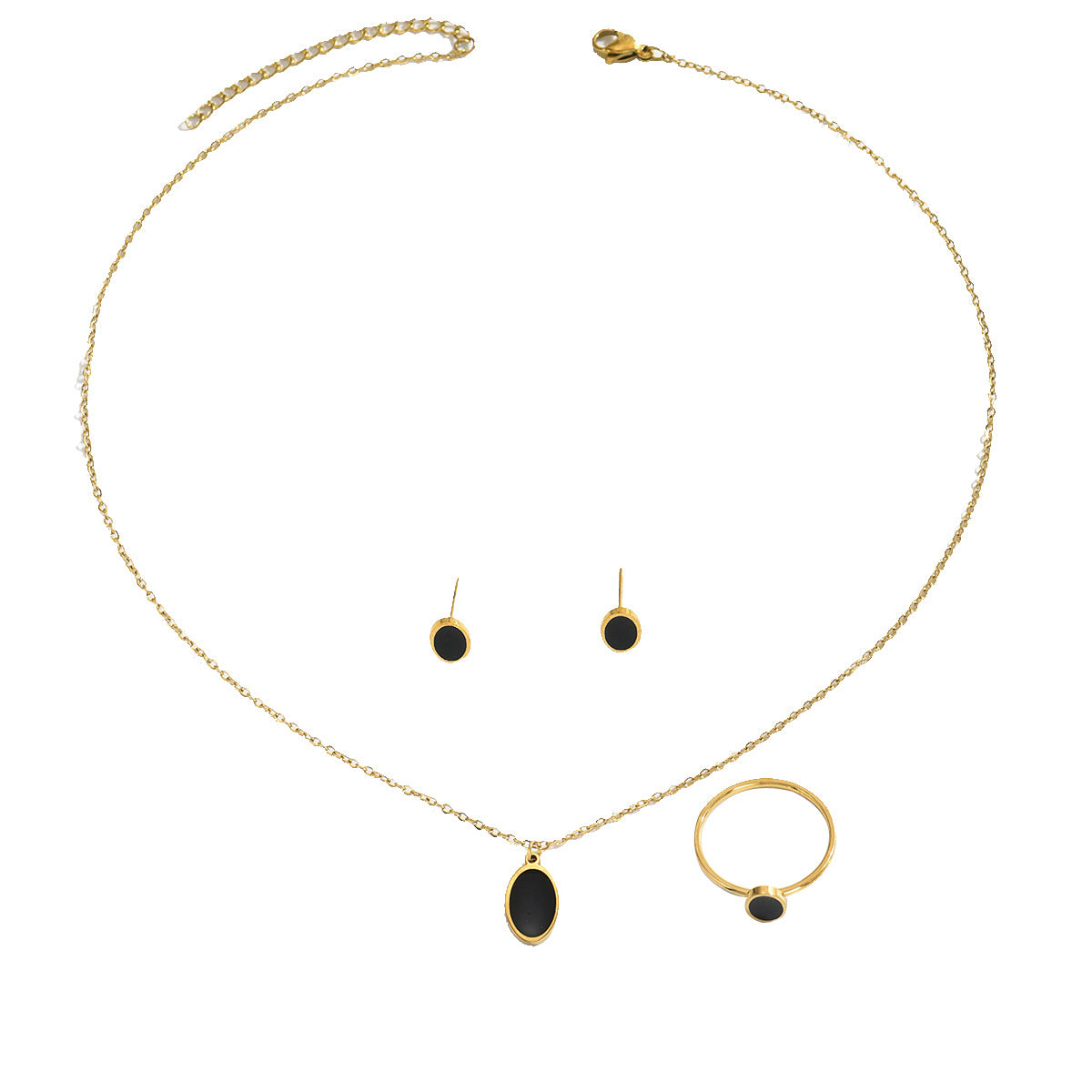 Geometric Style Copper Pendant Necklace Set with Earrings and Bracelet for Women Featuring Micro-Pave Setting and Round Design