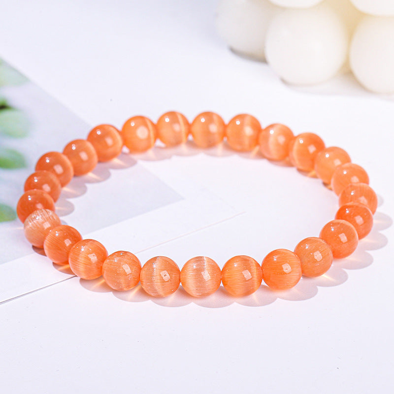 Elegant Round Cat's Eye Stone Beaded Bracelet for Women
