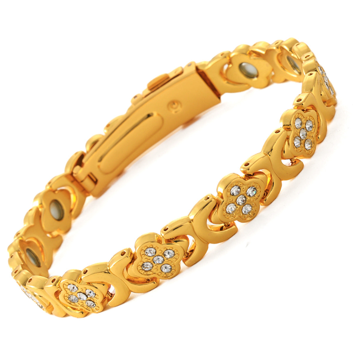 Bracciale regolabile da donna in lega placcata con strass a goccia, stile lusso minimalista
