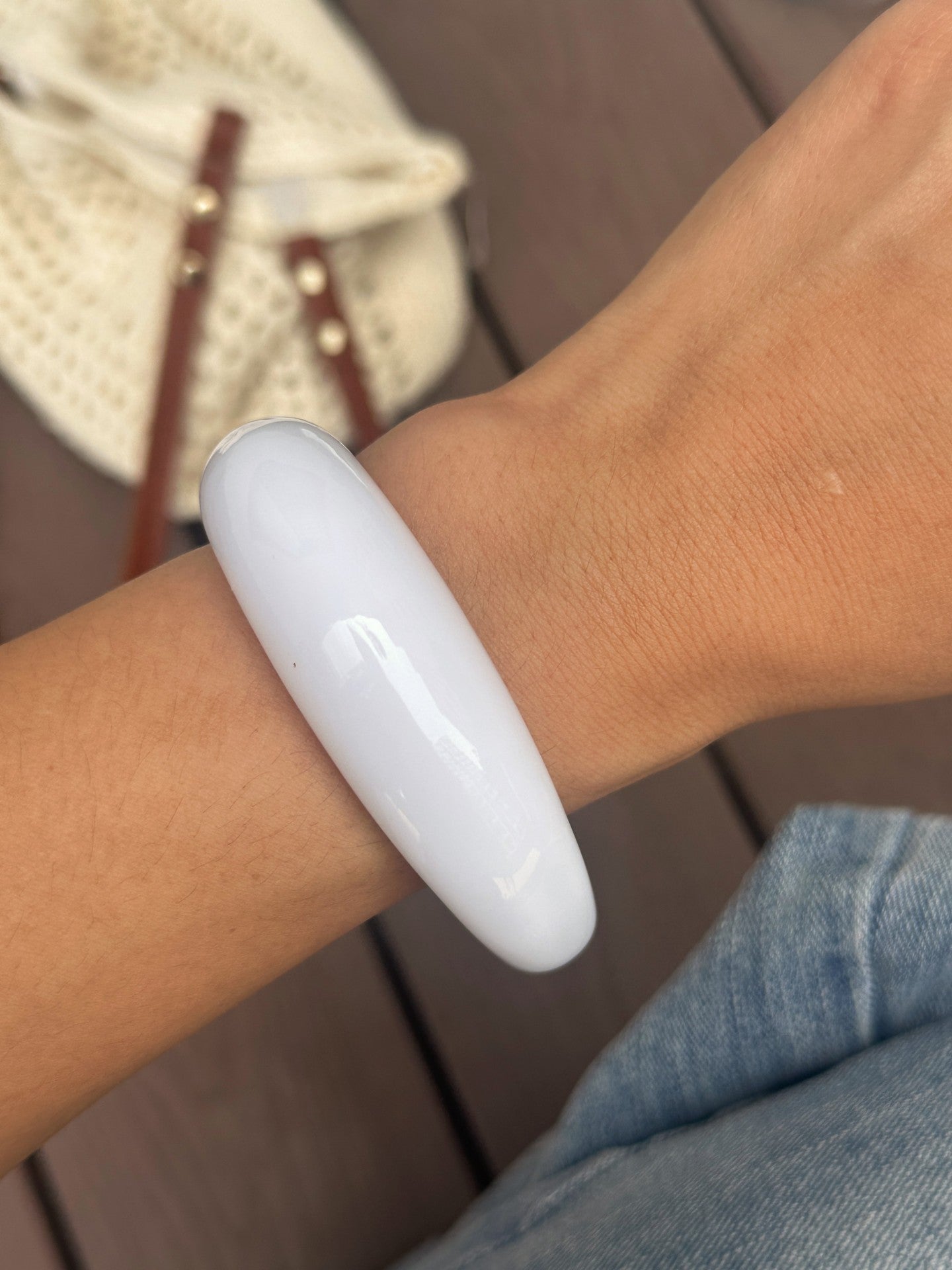 Streetwear Vintage Round Resin Drip Oil Open Cuff Bracelet Geometric Design