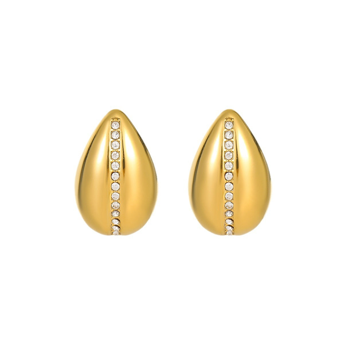 Orecchini a perno geometrici in acciaio inossidabile con intarsi in zirconi, gioielli da donna stile ufficio alla moda minimalista dai toni freddi