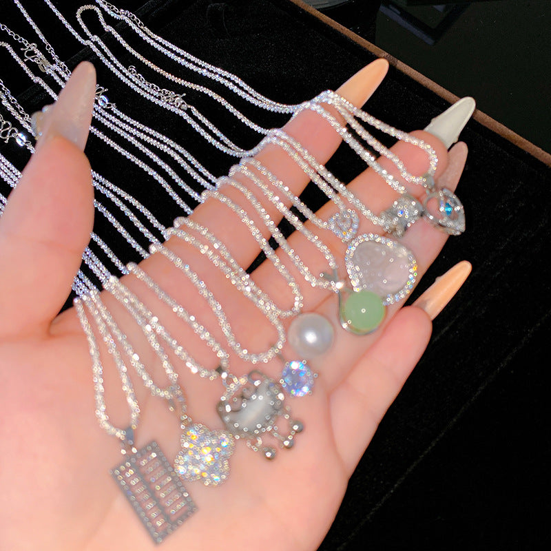 Sweet Sporty Titanium Steel Plated Necklace with Animal Brass Pendant, Cubic Zirconia and Pearl Inlay