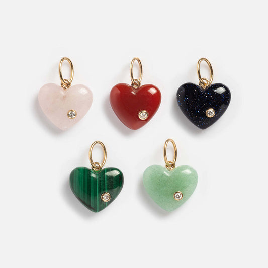Minimalist Heart Geometric Stainless Steel Pendant with Cubic Zirconia Inlay PVD 18K Gold Plated Charm Bar