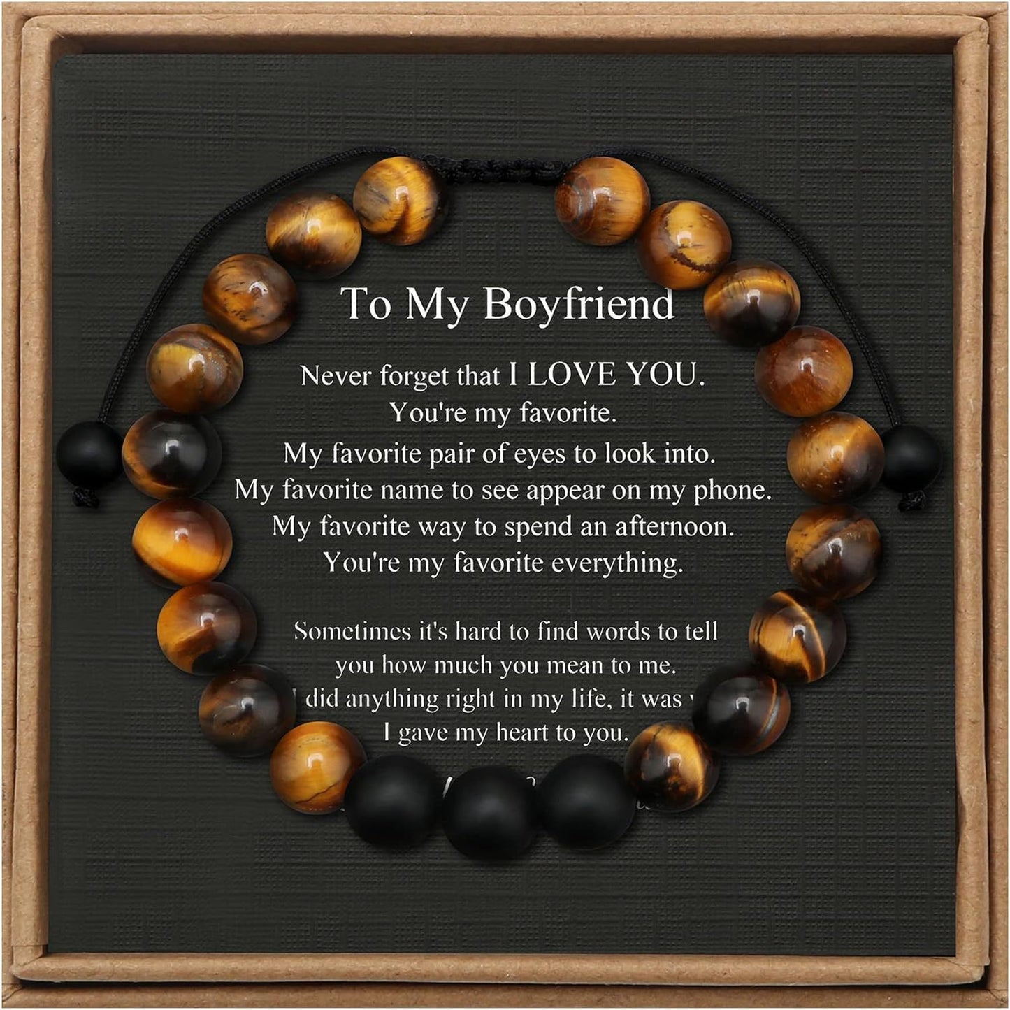 Men's Geometric Tiger's Eye Beaded Bracelet Adjustable Double Layer Handmade Gift