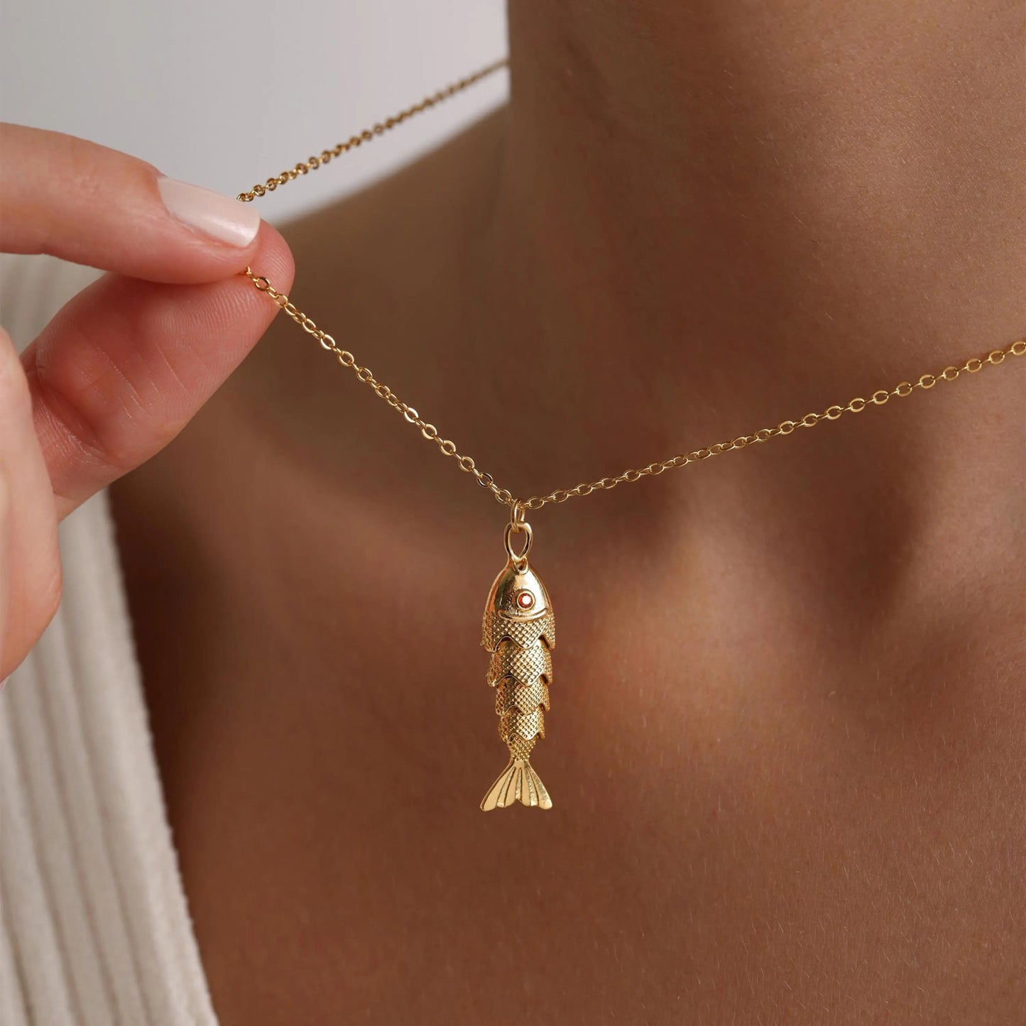 Minimalist Koi Fish Pendant Necklace for Women and Men, Copper Plated Necklace with Animal Shape Design