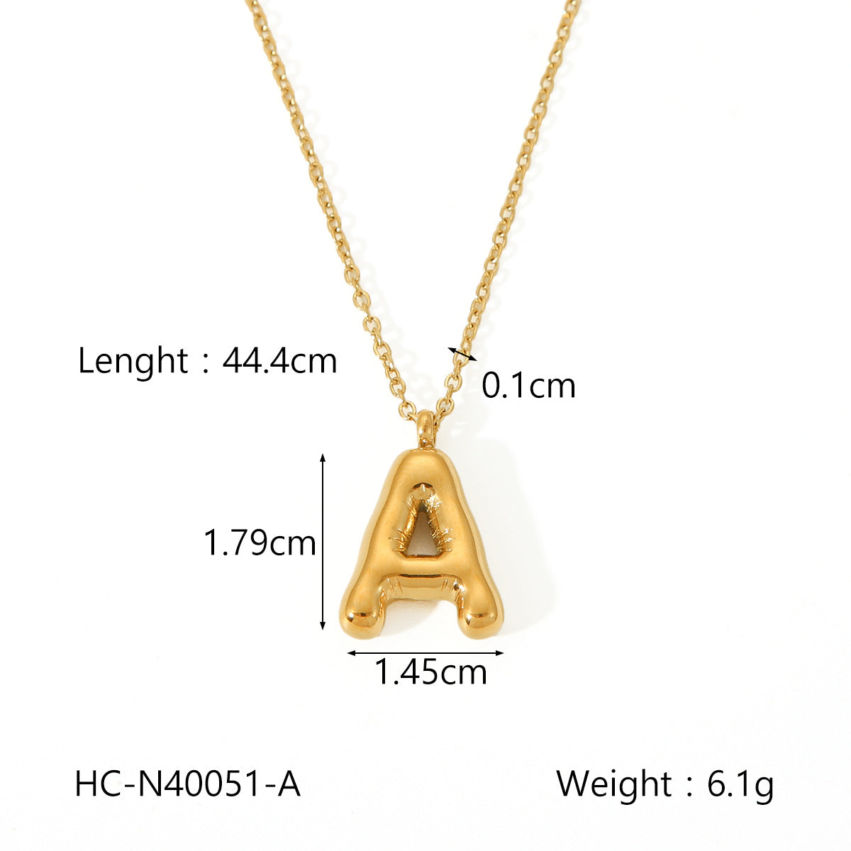 Collana con ciondolo a bolla in acciaio al titanio con finitura galvanica per donna, catena in acciaio inossidabile con ciondolo minimalista alla moda con alfabeto