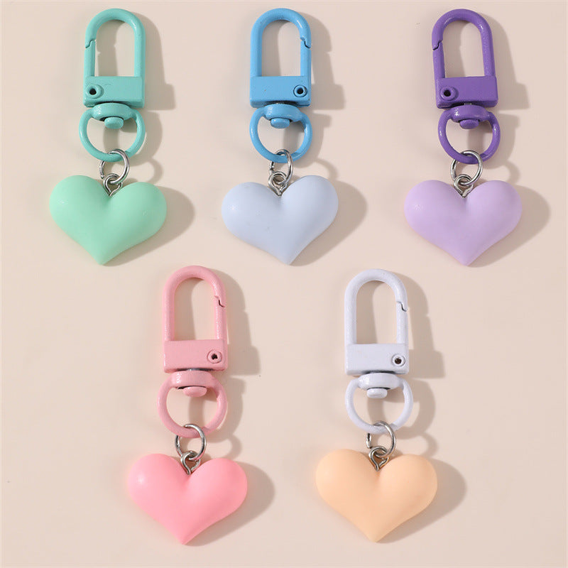 Portachiavi in Metallo a Forma di Cuore Pastello Carino e Minimalista per Coppie e Bambini