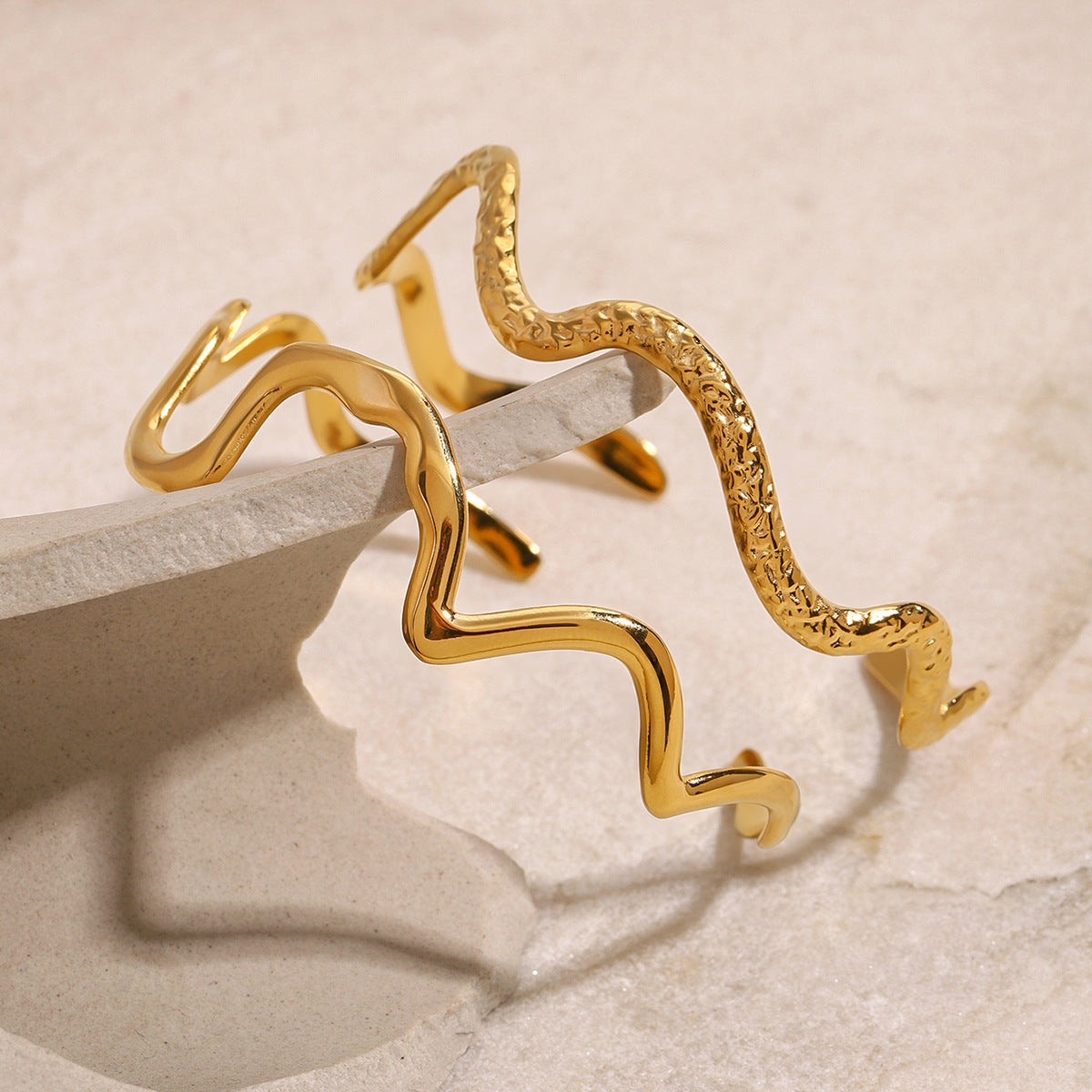 Geometric Plated Stainless Steel Bangle for Women