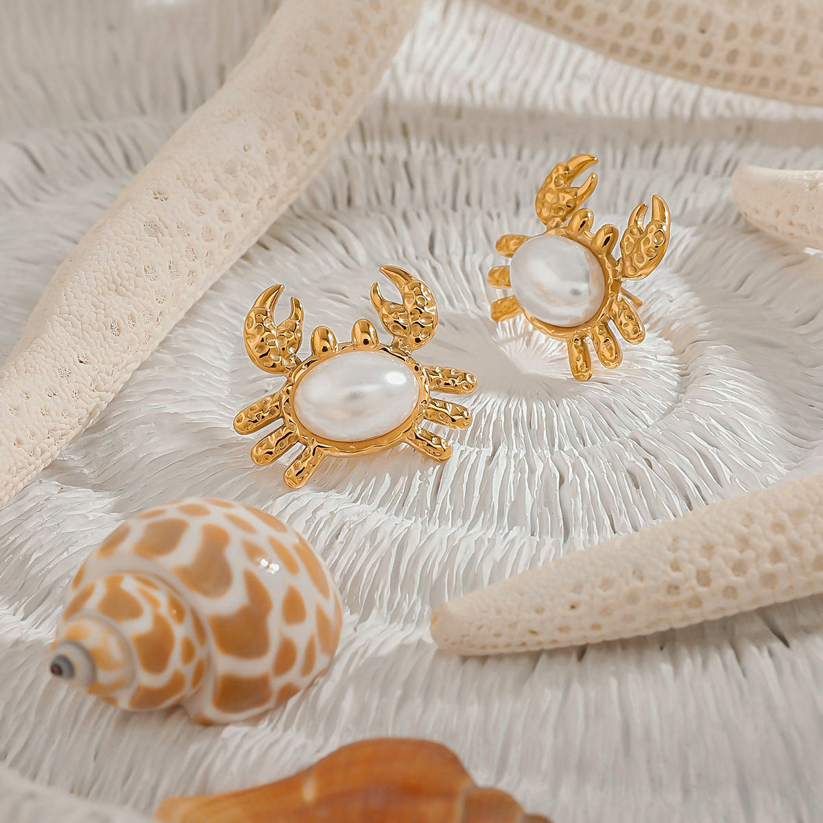 Casual Geometric Crab Animal Stainless Steel Titanium Steel Plated Earrings for Women