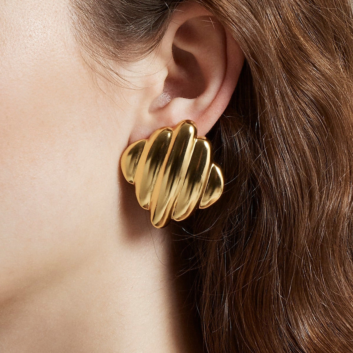 Orecchini a perno geometrici di lusso in acciaio inossidabile placcati oro 18 carati Gioielli di moda da donna