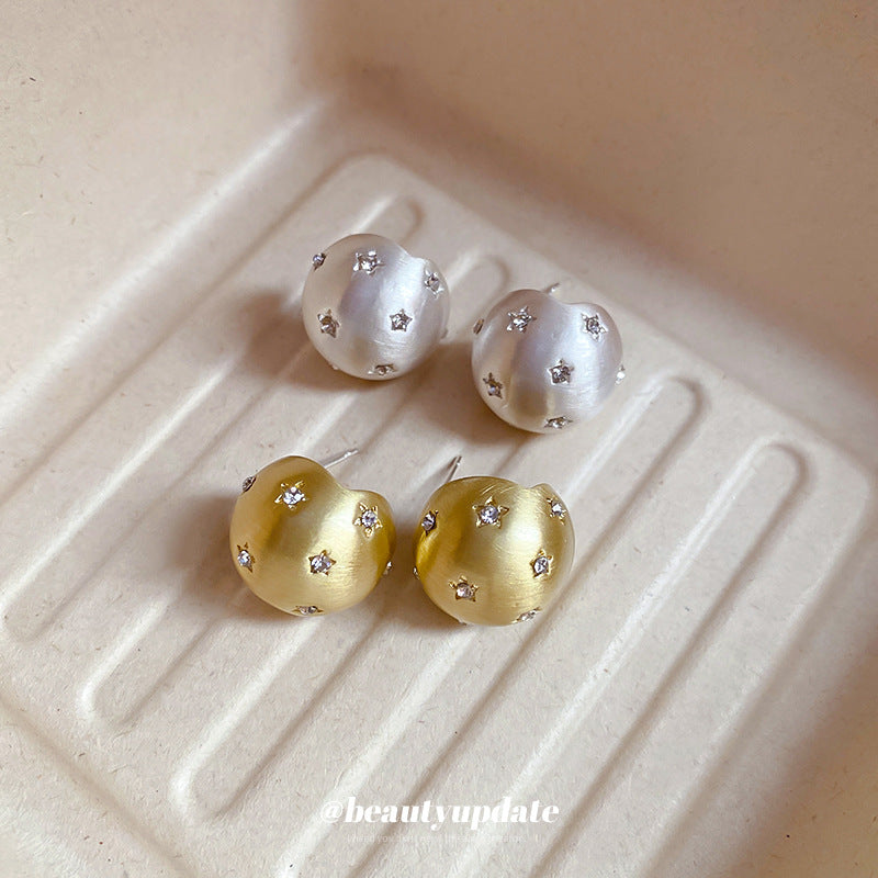 Orecchini a perno geometrici a forma di stella, minimalisti e di lusso, con intarsi in strass e perni in acciaio inossidabile da donna
