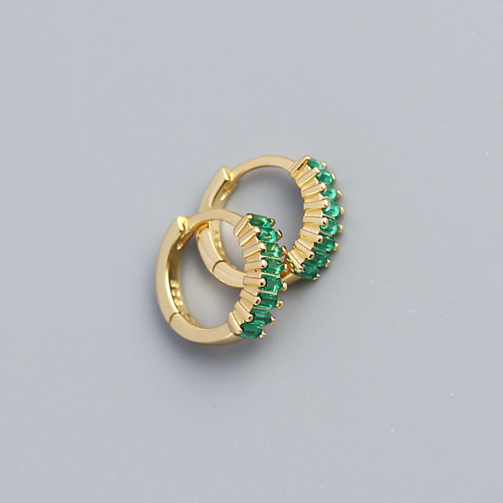 Pendientes de tuerca de plata esterlina 925 con incrustaciones geométricas de diamantes de imitación para hombres y mujeres unisex