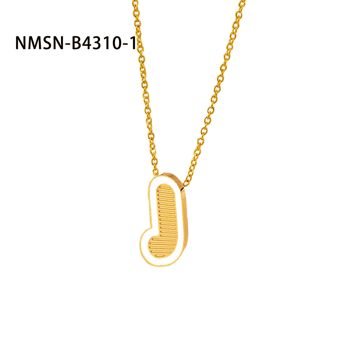 Collana con pendente a forma di lettera minimalista in acciaio inossidabile placcato oro 18 carati e dettagli in smalto da donna