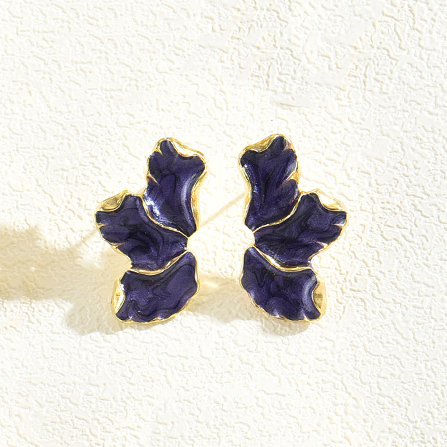 Pendientes de trébol minimalistas para mujer en aleación de zinc con acabado esmaltado
